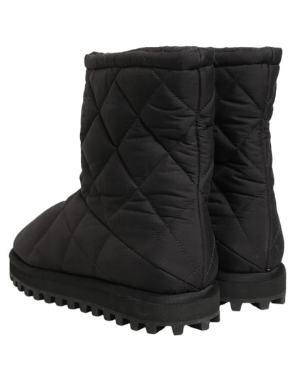 Dolce & Gabbana Men's Polyester Nylon Goat & Calf Leather Ankle Mid-Calf Boots - Black