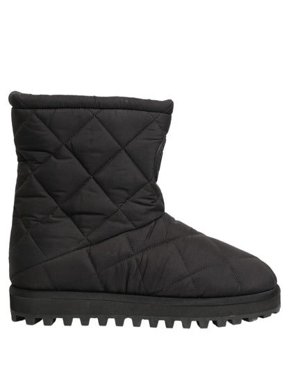 Dolce & Gabbana Men's Polyester Nylon Goat & Calf Leather Ankle Mid-Calf Boots - Black