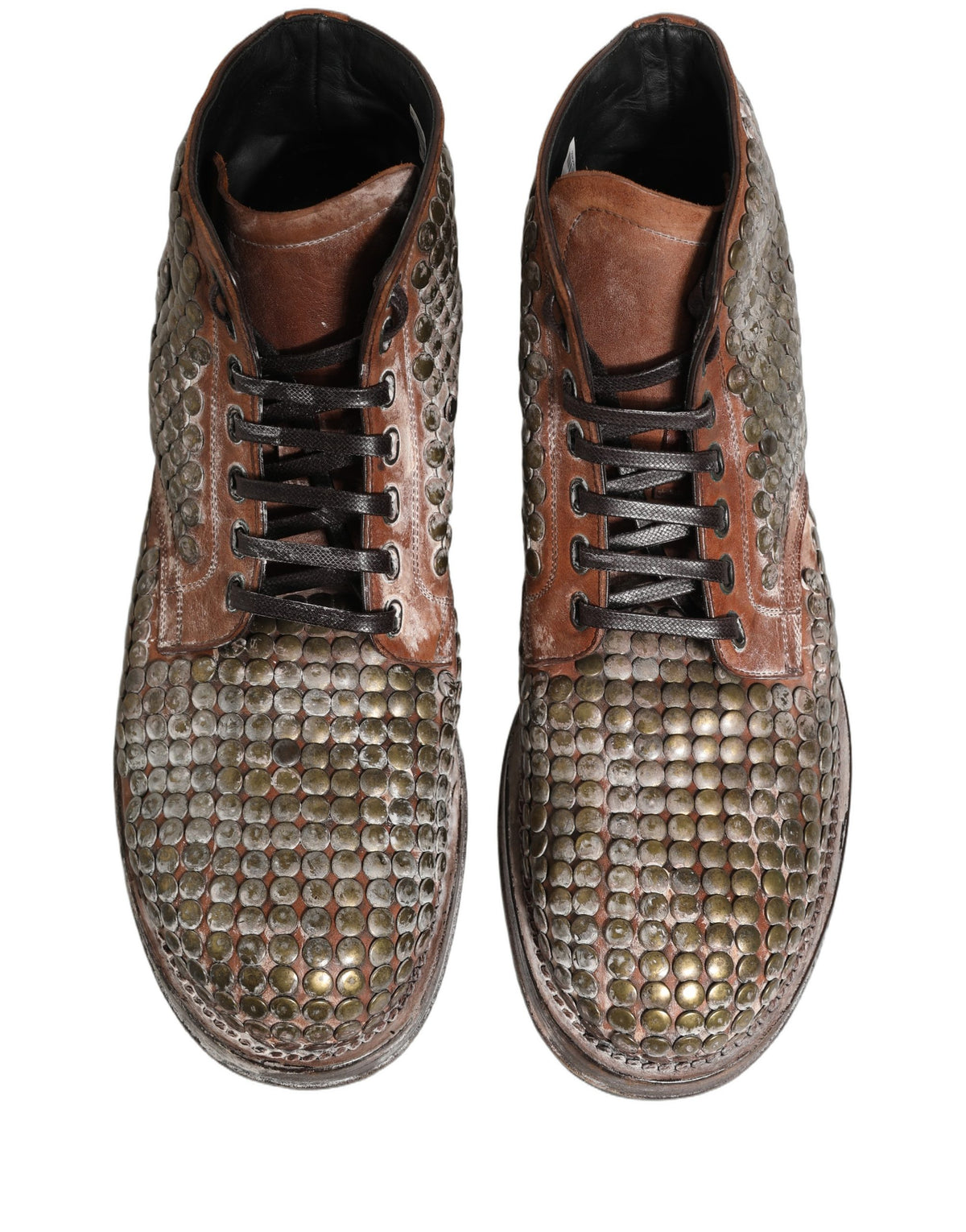 Dolce & Gabbana Men's Leather Lace-Up Ankle Boots - Black Brown