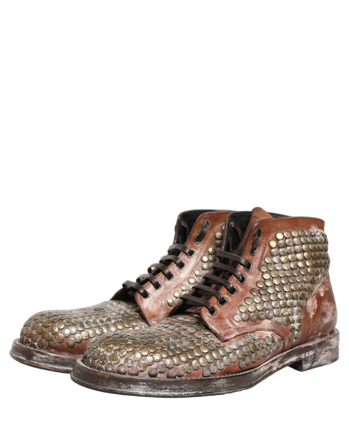 Dolce & Gabbana Men's Leather Lace-Up Ankle Boots - Black Brown