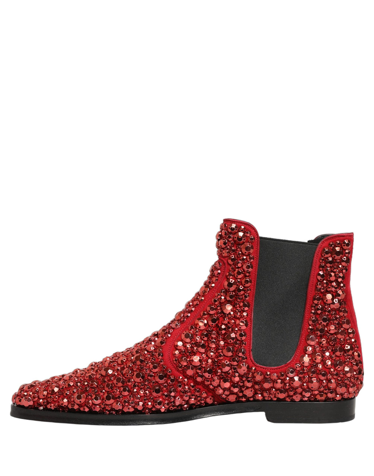 Dolce & Gabbana Men's Leather & Crystal Ankle Chelsea Boots - Red