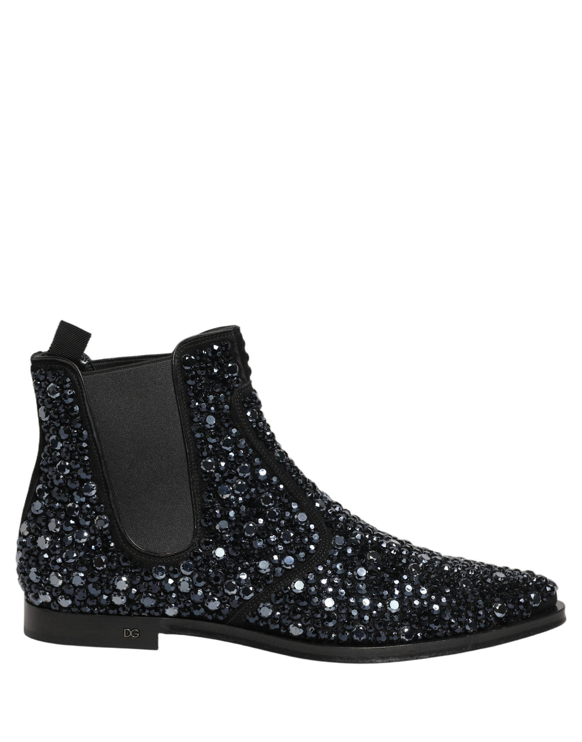 Dolce & Gabbana Men's Leather & Crystal Ankle Chelsea Boots - Black