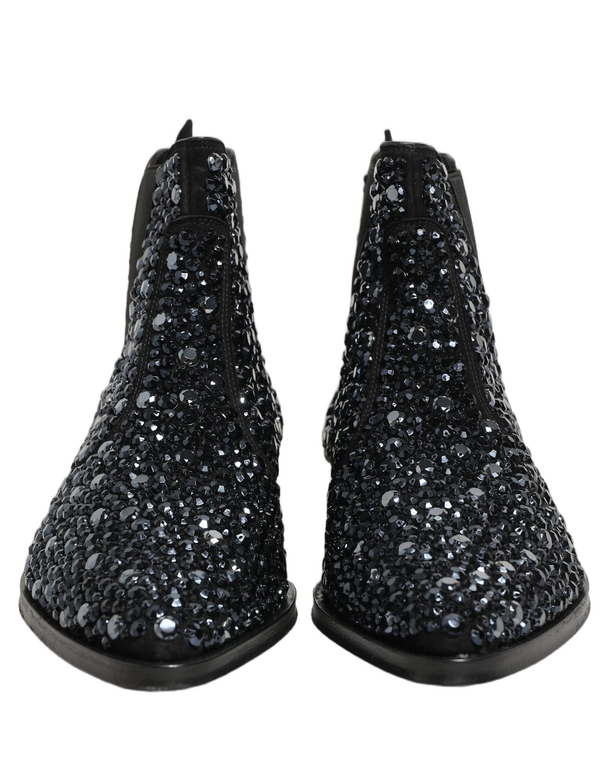 Dolce & Gabbana Men's Leather & Crystal Ankle Chelsea Boots - Black
