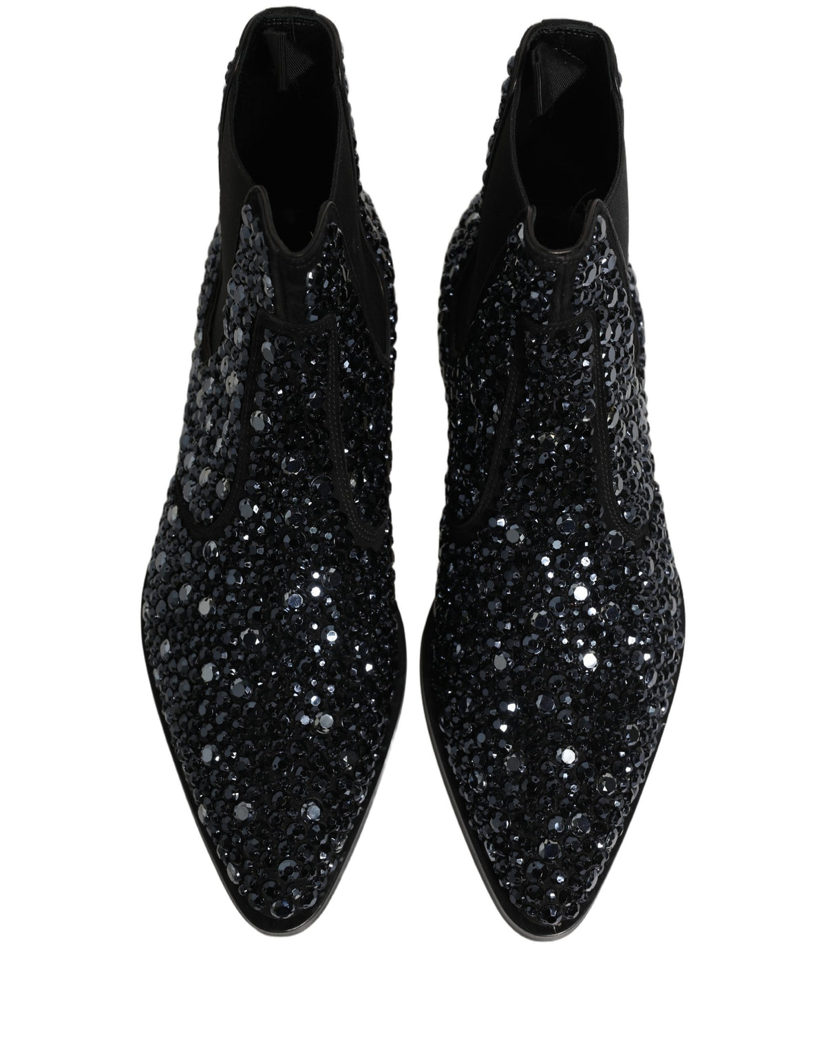 Dolce & Gabbana Men's Leather & Crystal Ankle Chelsea Boots - Black