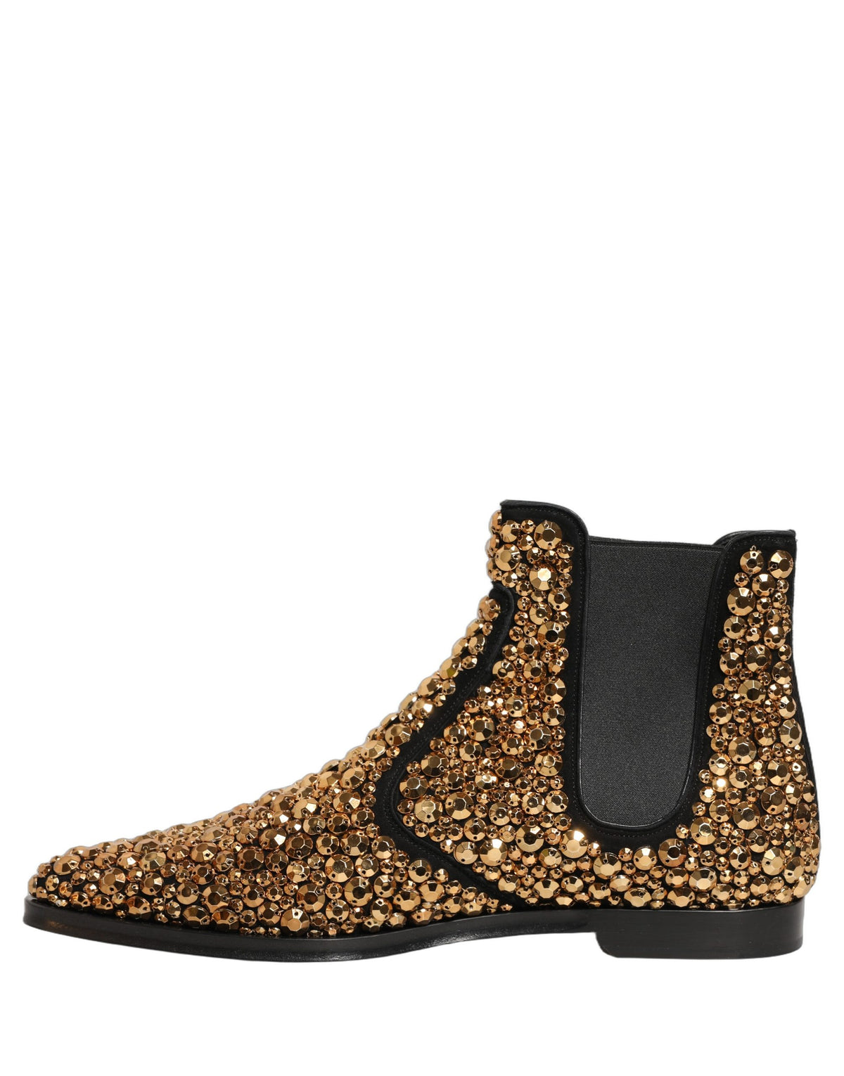 Dolce & Gabbana Men's Leather & Crystal Ankle Chelsea Boots - Gold