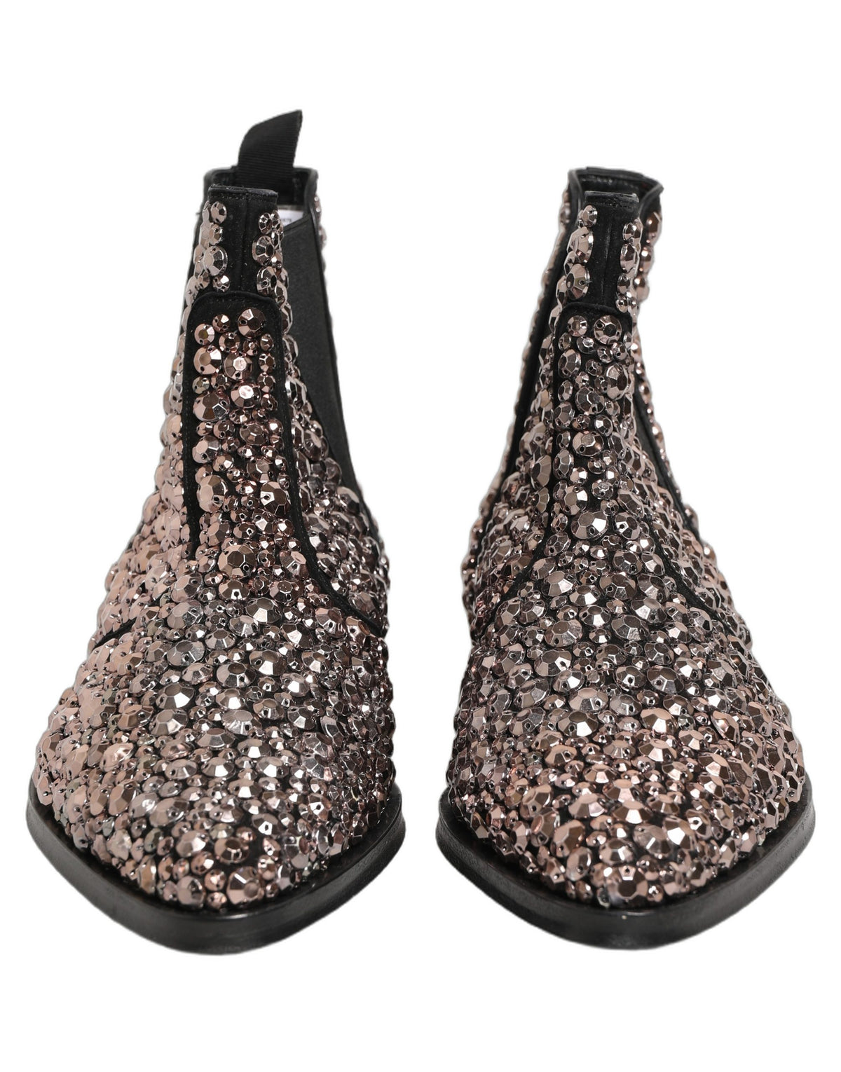 Dolce & Gabbana Men's Leather & Crystal Ankle Chelsea Boots - Silver