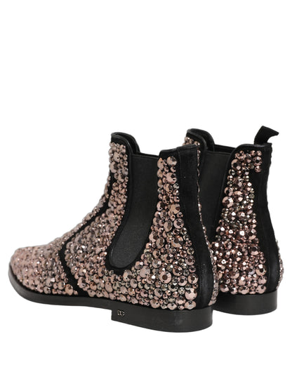 Dolce & Gabbana Men's Leather & Crystal Ankle Chelsea Boots - Silver