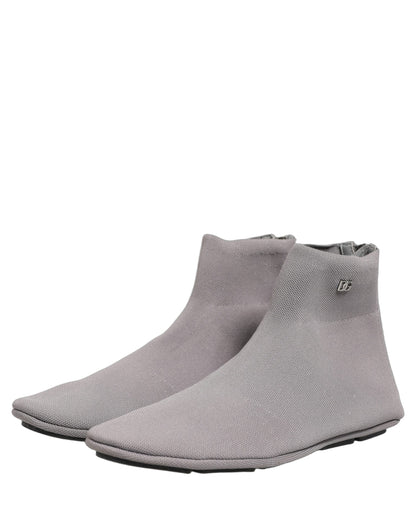 Dolce & Gabbana Men's Leather & Mesh Sock Ankle Boots - Gray