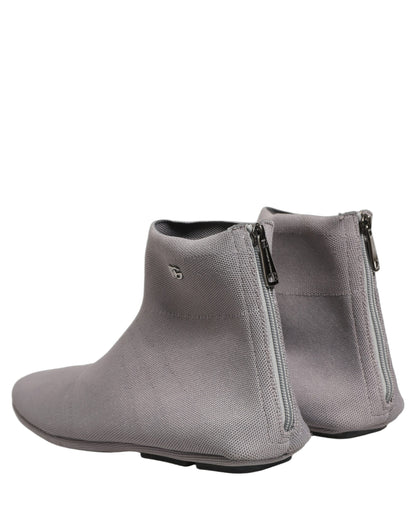 Dolce & Gabbana Men's Leather & Mesh Sock Ankle Boots - Gray