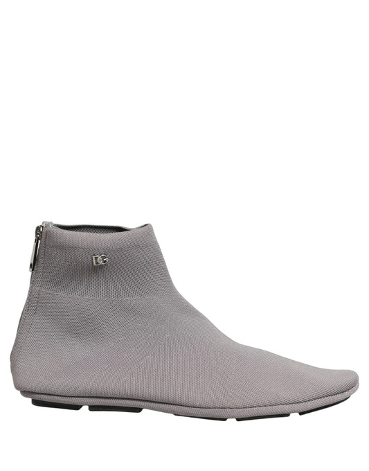 Dolce & Gabbana Men's Leather & Mesh Sock Ankle Boots - Gray