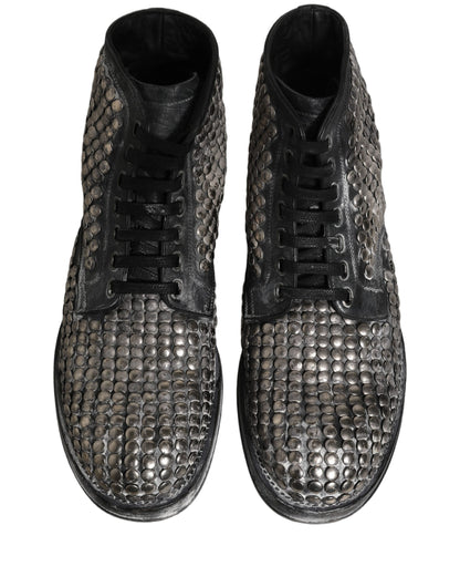 Dolce & Gabbana Men's Leather Lace-Up Ankle Boots - Black