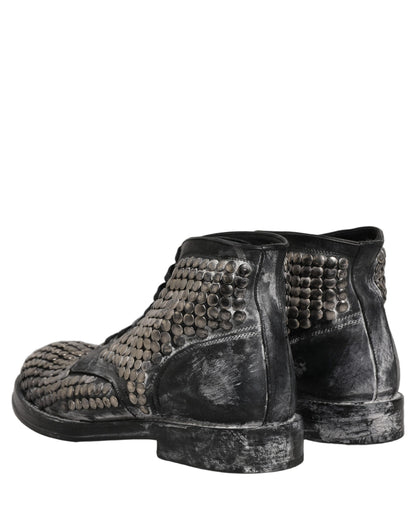 Dolce & Gabbana Men's Leather Lace-Up Ankle Boots - Black