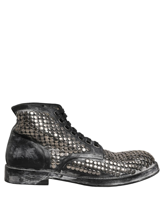 Dolce & Gabbana Men's Leather Lace-Up Ankle Boots - Black