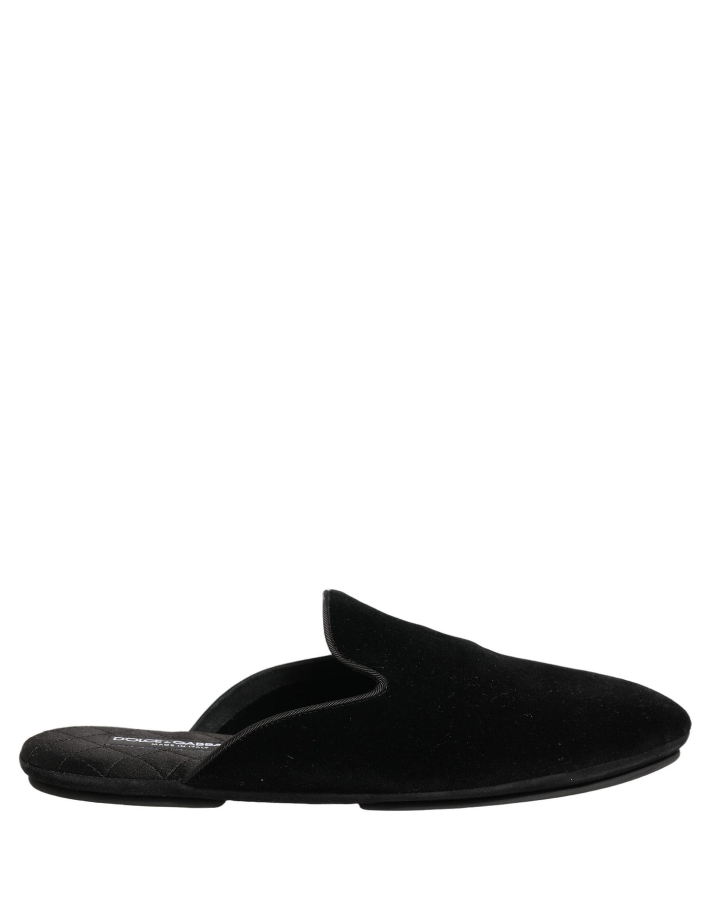 Dolce & Gabbana Black Suede Slides Flat Slipper Men Shoes