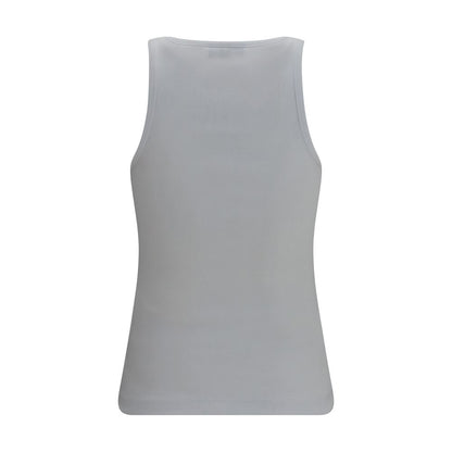 Ganni White Cotton Sleeveles T-Shirt