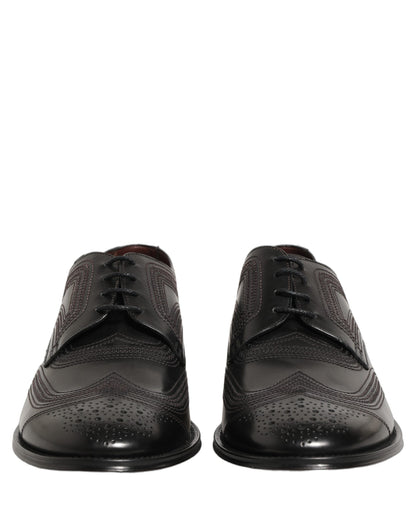 Dolce & Gabbana Men's Polyurethane Viscose & Calf Leather Derby Lace-Up Shoes - Black