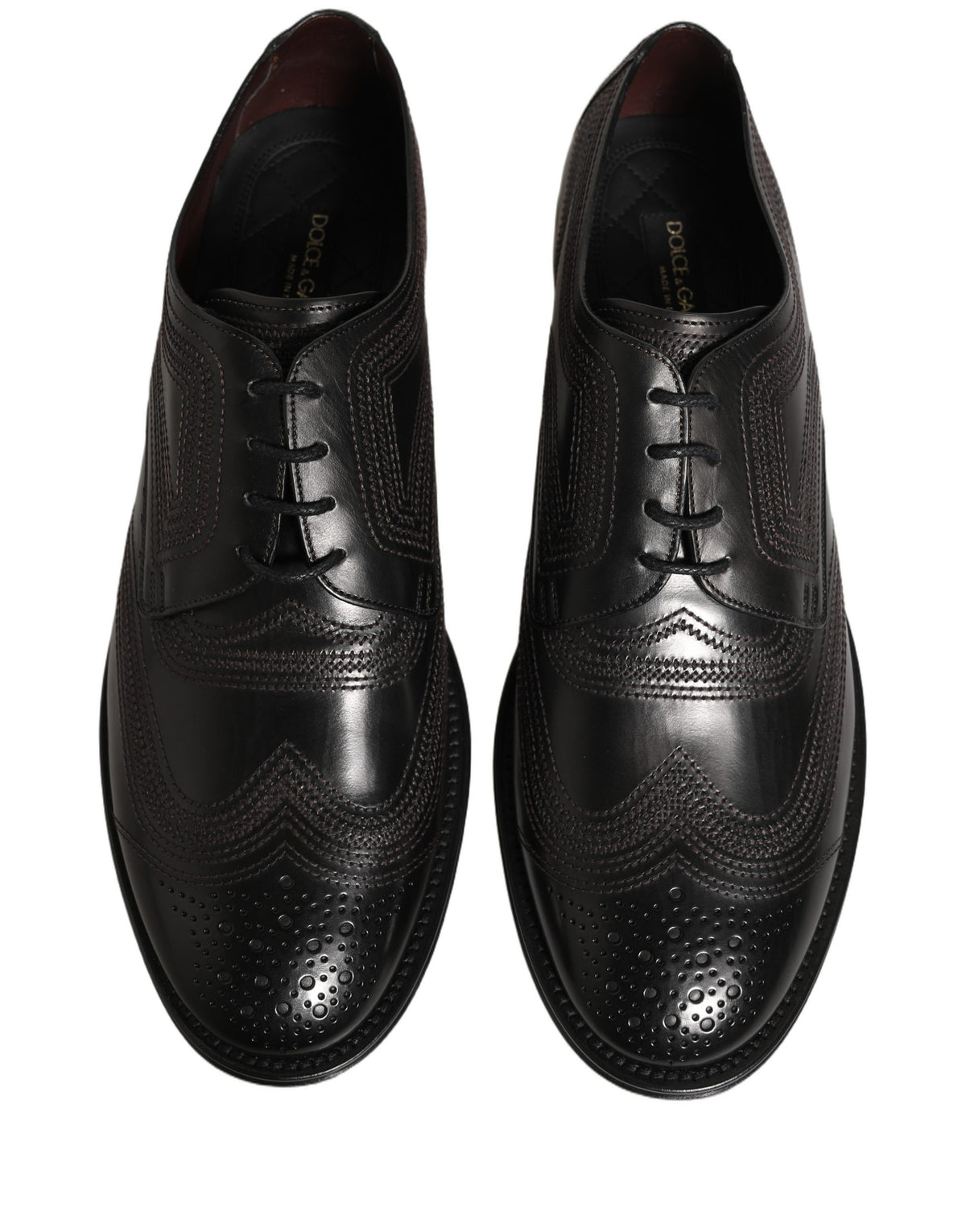 Dolce & Gabbana Men's Polyurethane Viscose & Calf Leather Derby Lace-Up Shoes - Black