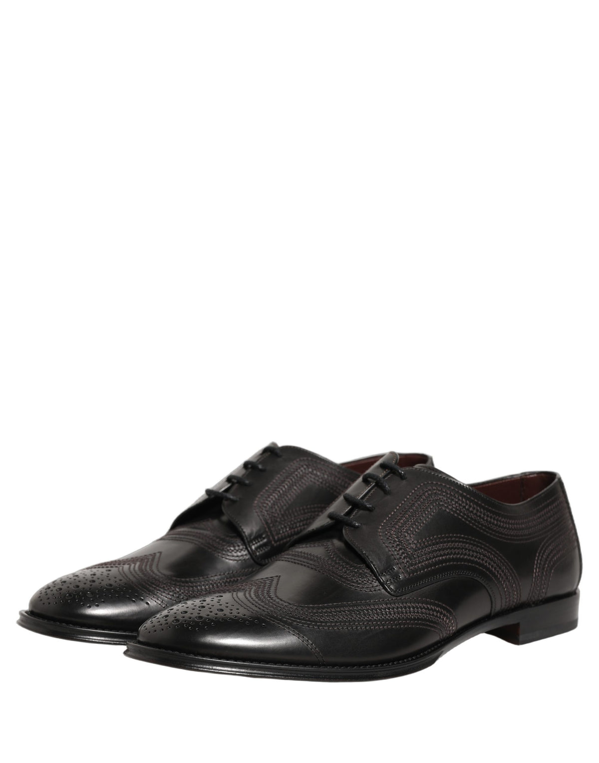 Dolce & Gabbana Men's Polyurethane Viscose & Calf Leather Derby Lace-Up Shoes - Black