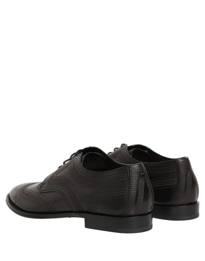Dolce & Gabbana Men's Polyurethane Viscose & Calf Leather Derby Lace-Up Shoes - Black