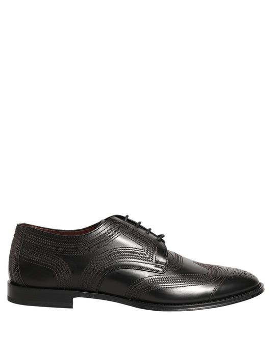 Dolce & Gabbana Men's Polyurethane Viscose & Calf Leather Derby Lace-Up Shoes - Black