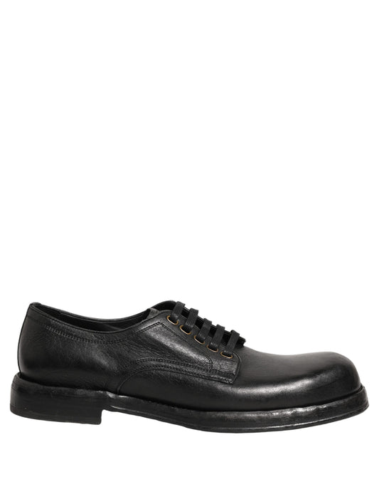 Dolce & Gabbana Men's Silk Viscose Calf Goat & Horse Leather Derby Lace-Up Shoes - Black