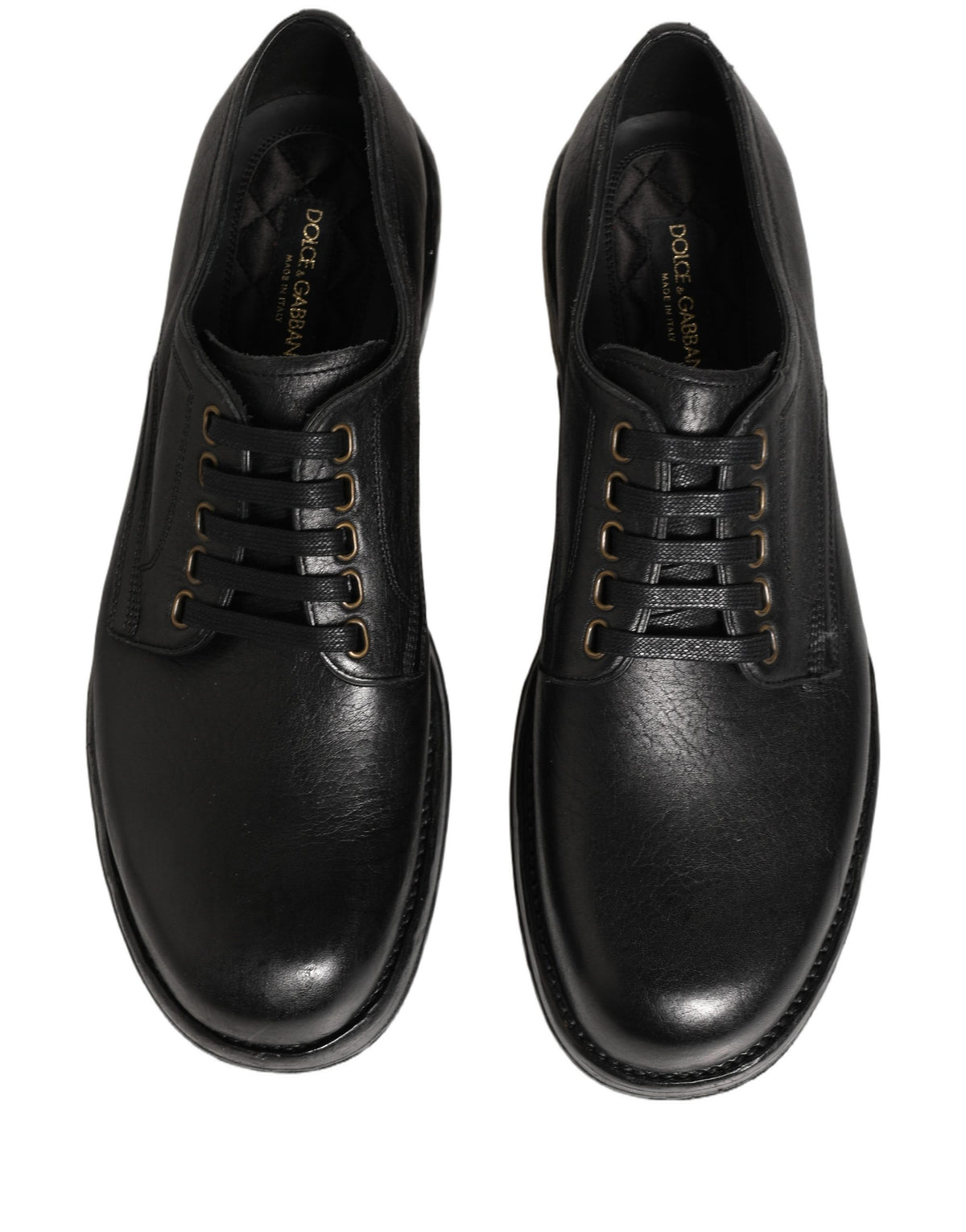 Dolce & Gabbana Men's Silk Viscose Calf Goat & Horse Leather Derby Lace-Up Shoes - Black