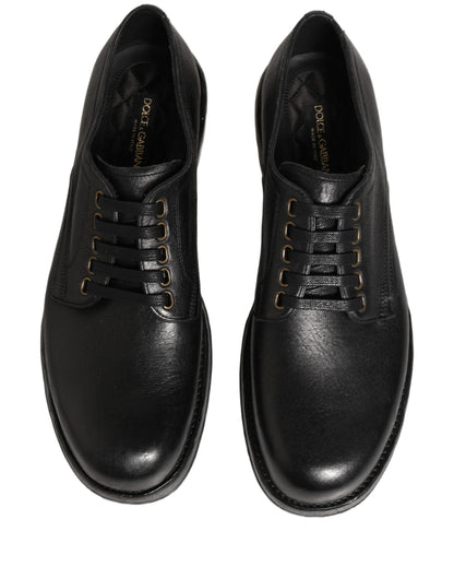 Dolce & Gabbana Men's Silk Viscose Calf Goat & Horse Leather Derby Lace-Up Shoes - Black