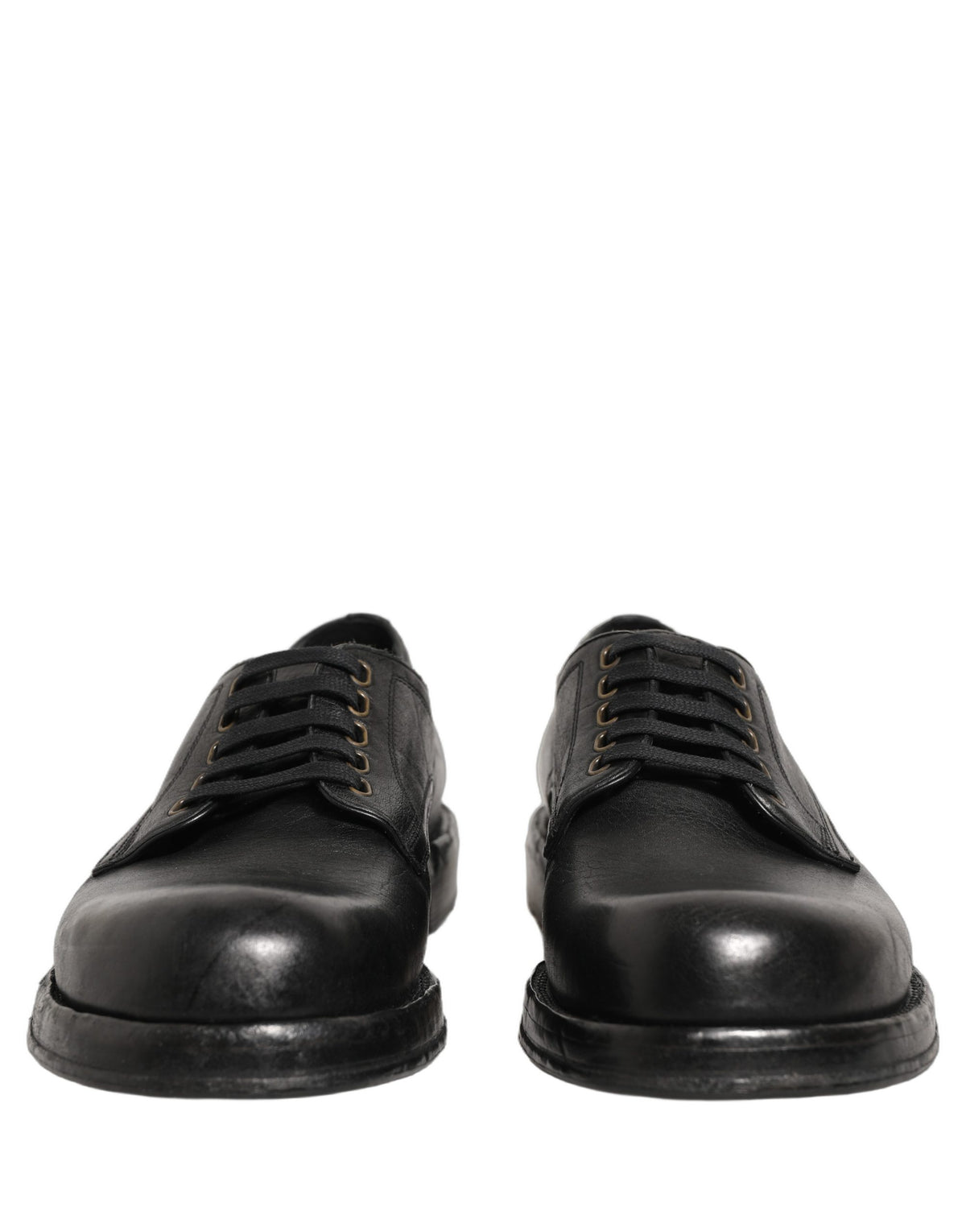 Dolce & Gabbana Men's Silk Viscose Calf Goat & Horse Leather Derby Lace-Up Shoes - Black