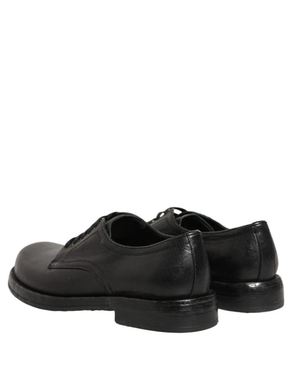 Dolce & Gabbana Men's Silk Viscose Calf Goat & Horse Leather Derby Lace-Up Shoes - Black