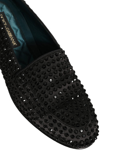 Dolce & Gabbana 9 To 5 Men's Leather & Rhinestone Loafer Slip-On Shoes - Black