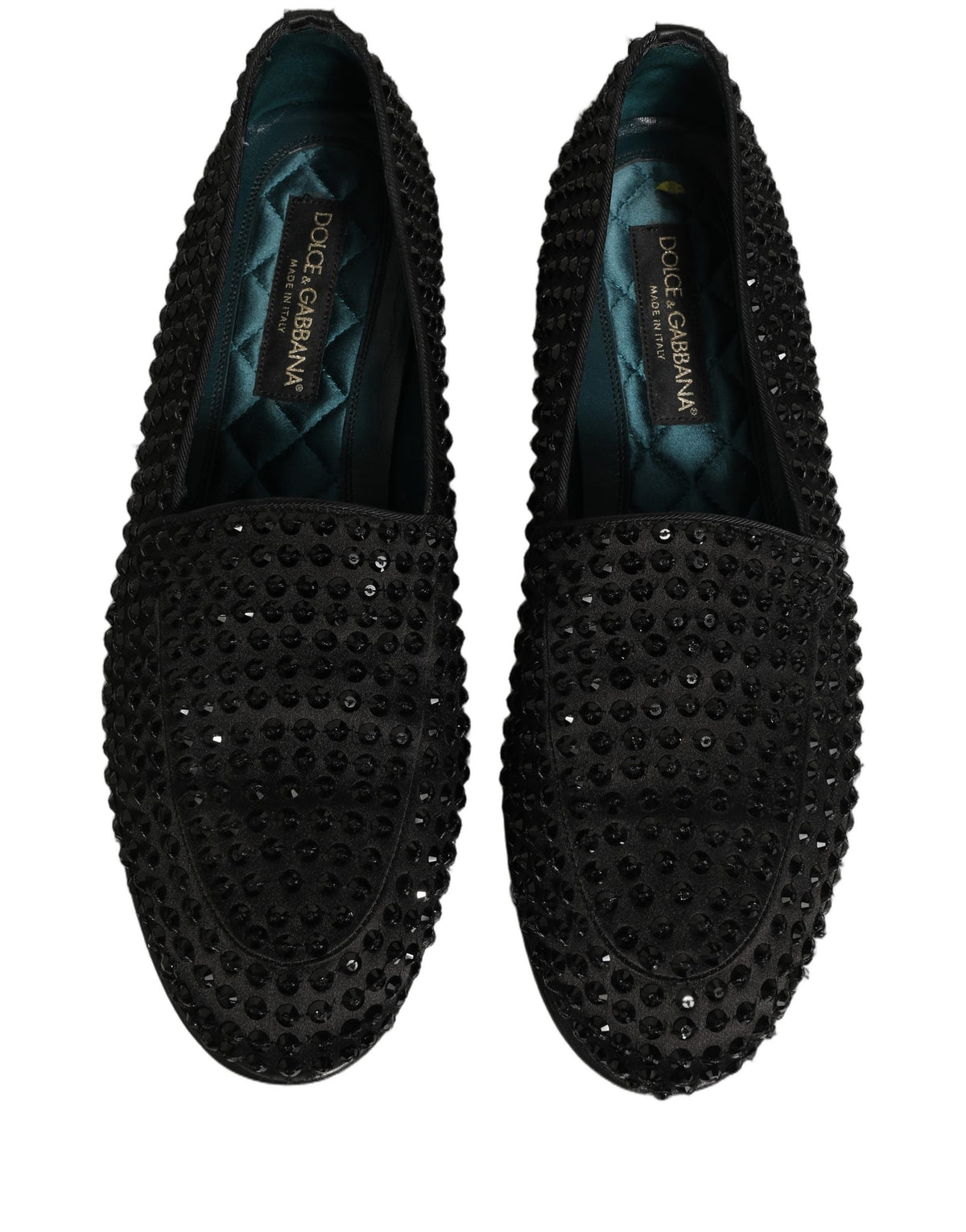 Dolce & Gabbana 9 To 5 Men's Leather & Rhinestone Loafer Slip-On Shoes - Black