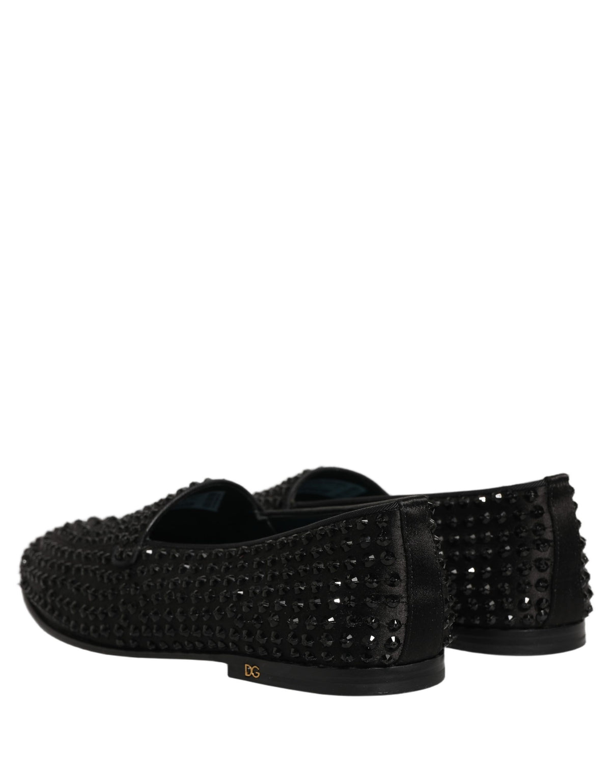Dolce & Gabbana 9 To 5 Men's Leather & Rhinestone Loafer Slip-On Shoes - Black