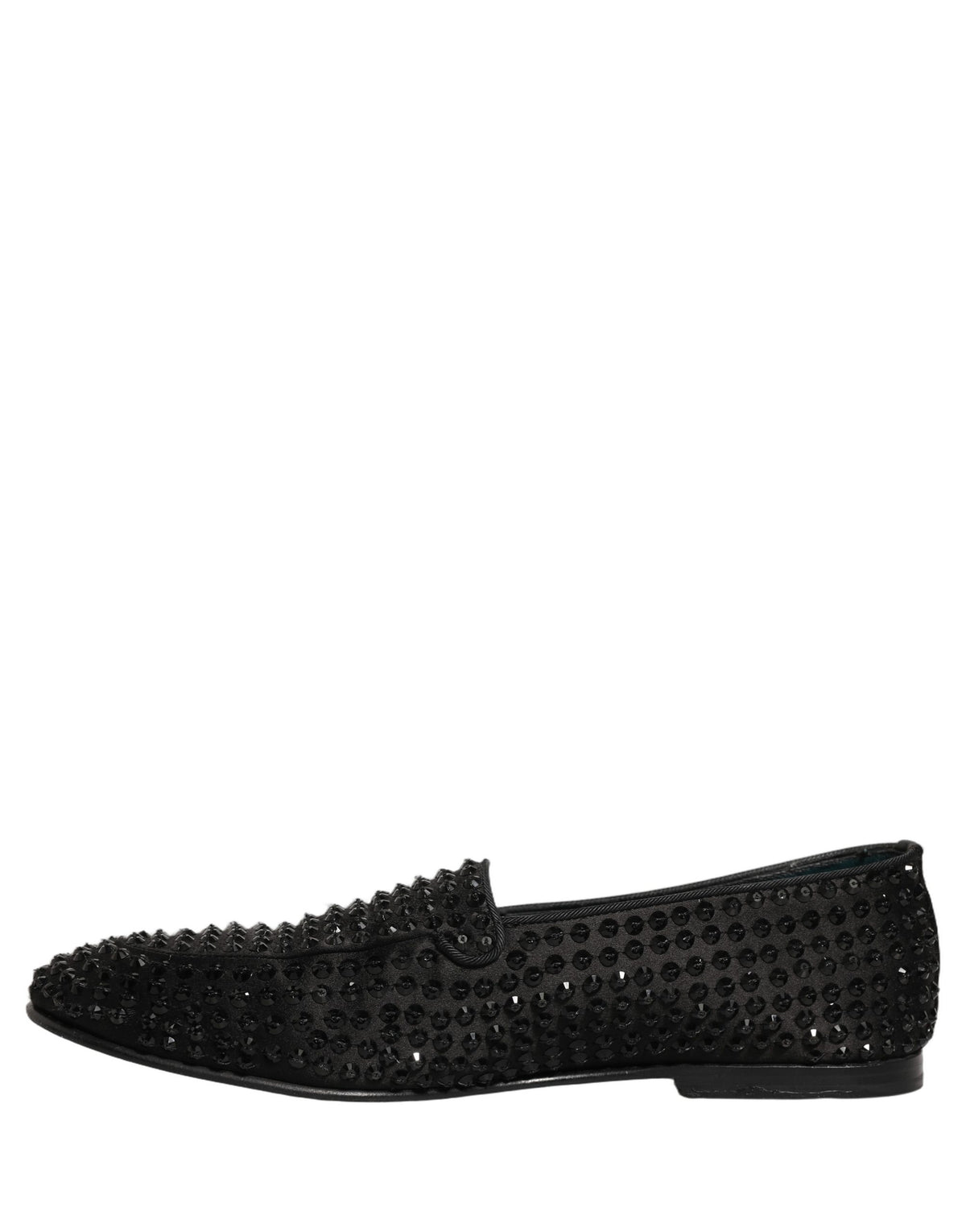 Dolce & Gabbana 9 To 5 Men's Leather & Rhinestone Loafer Slip-On Shoes - Black