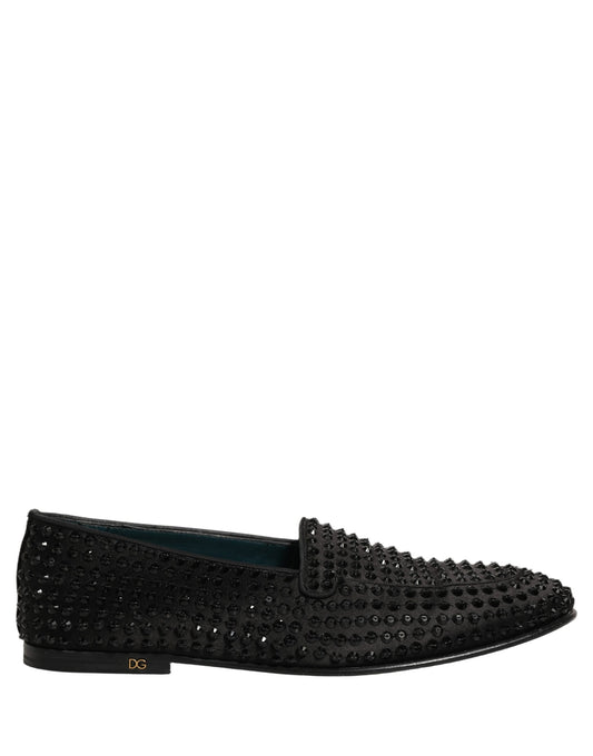 Dolce & Gabbana 9 To 5 Men's Leather & Rhinestone Loafer Slip-On Shoes - Black