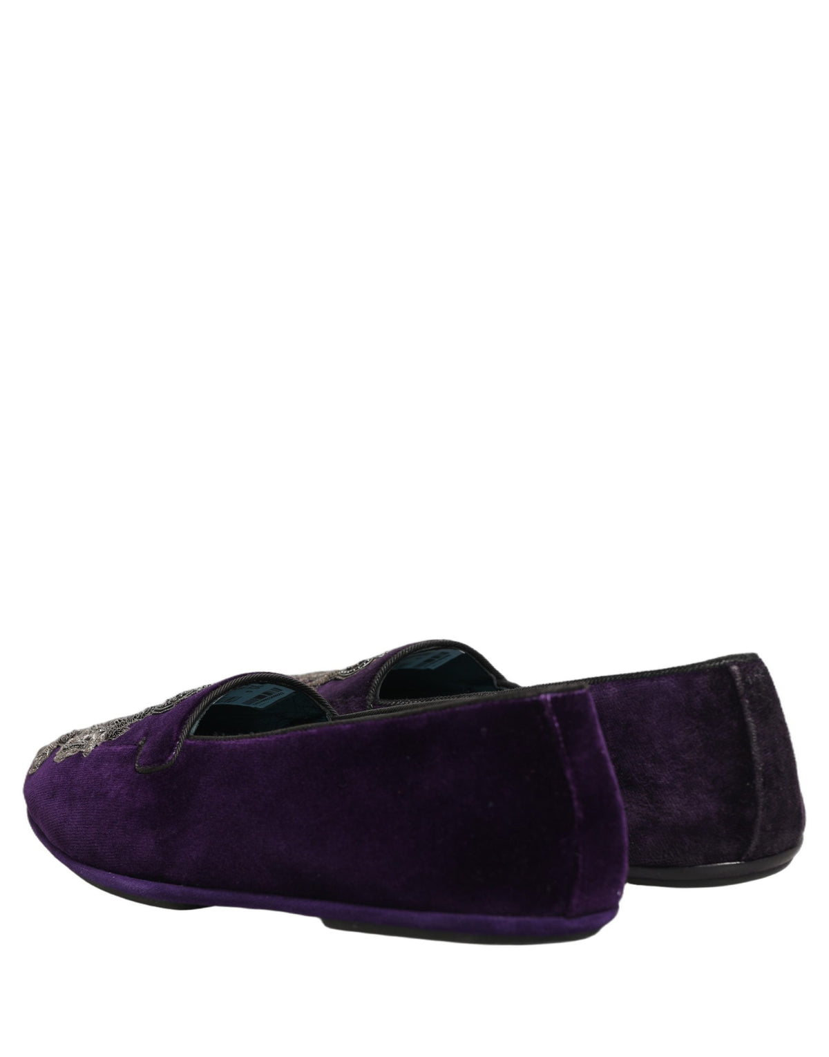 Dolce & Gabbana Men's Leather & Velvet Loafer Slip-On Shoes - Purple