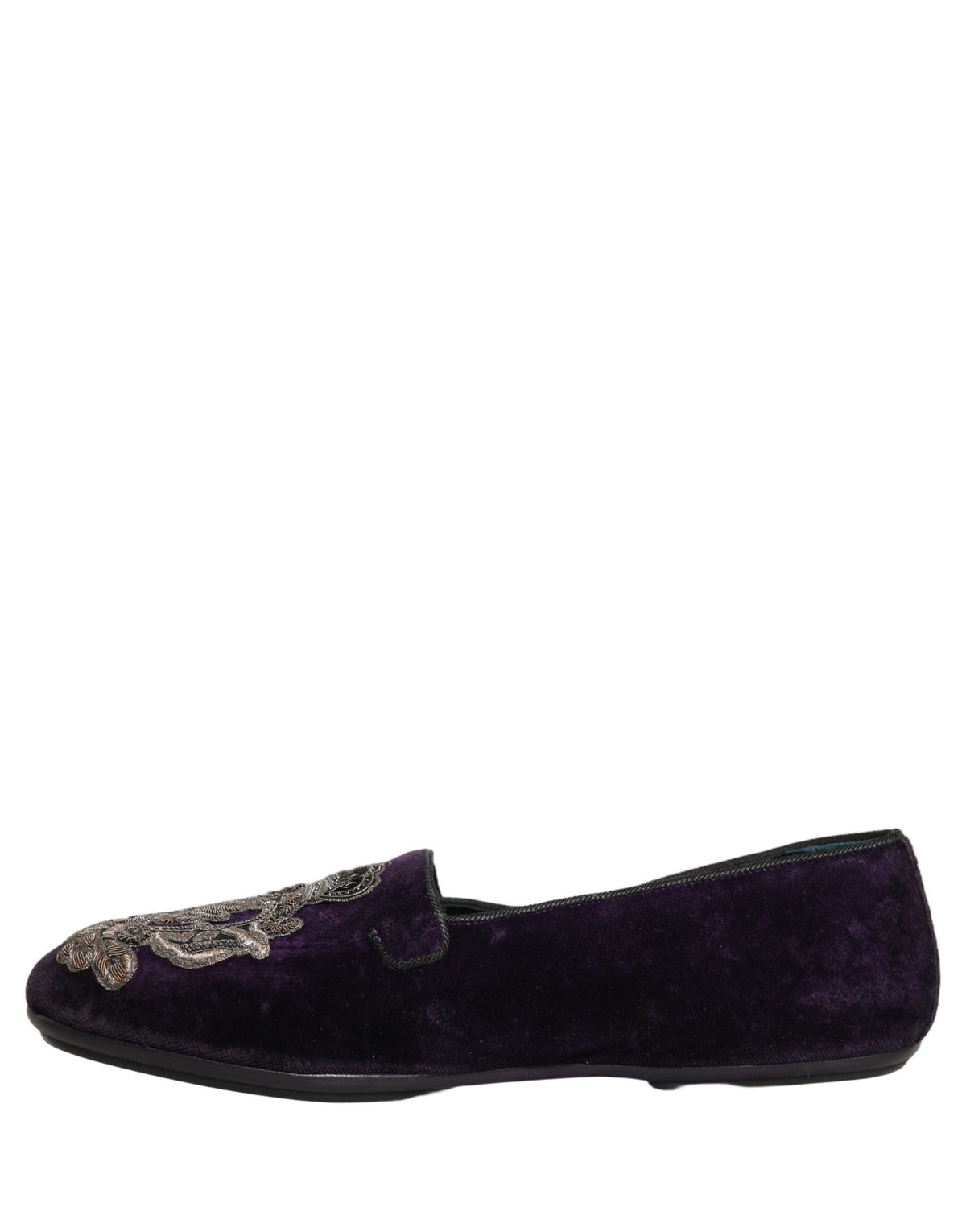 Dolce & Gabbana Men's Leather & Velvet Loafer Slip-On Shoes - Purple