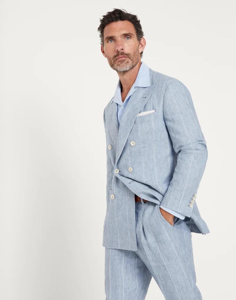 Brunello Cucinelli Light Blue Linen Blazer