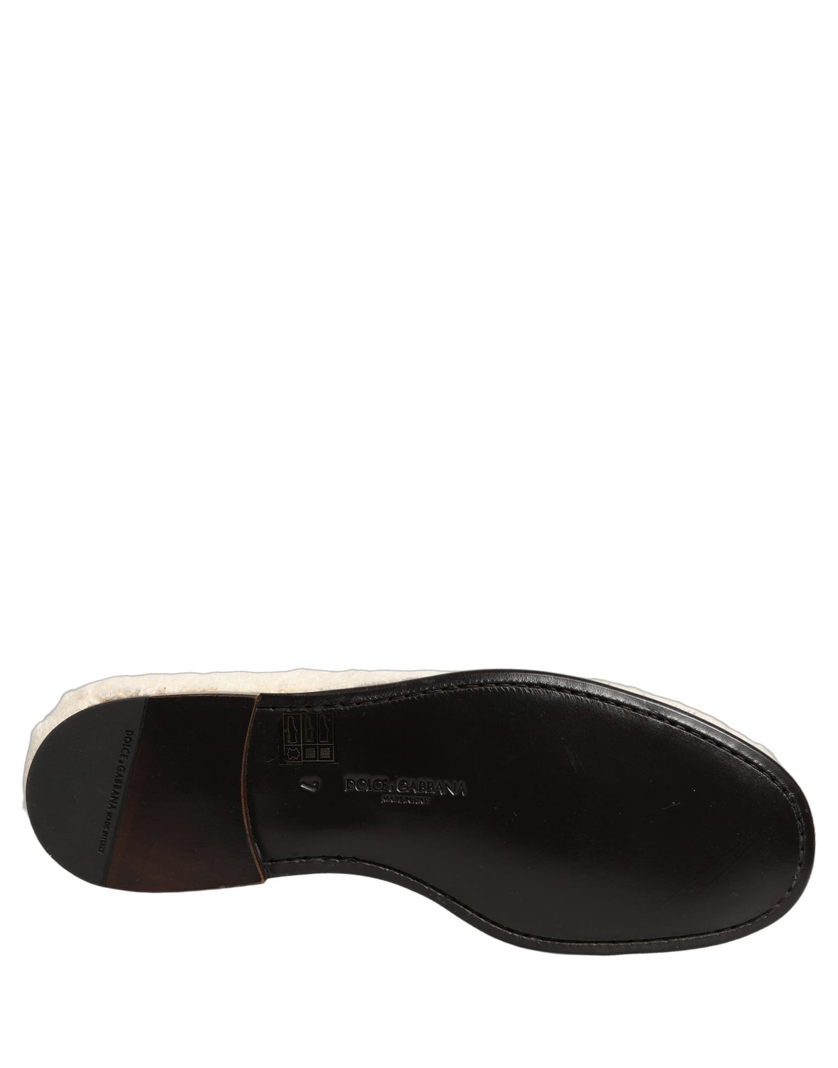 Dolce & Gabbana Men's Leather Cotton & Fur Loafer Slip-On Shoes - White