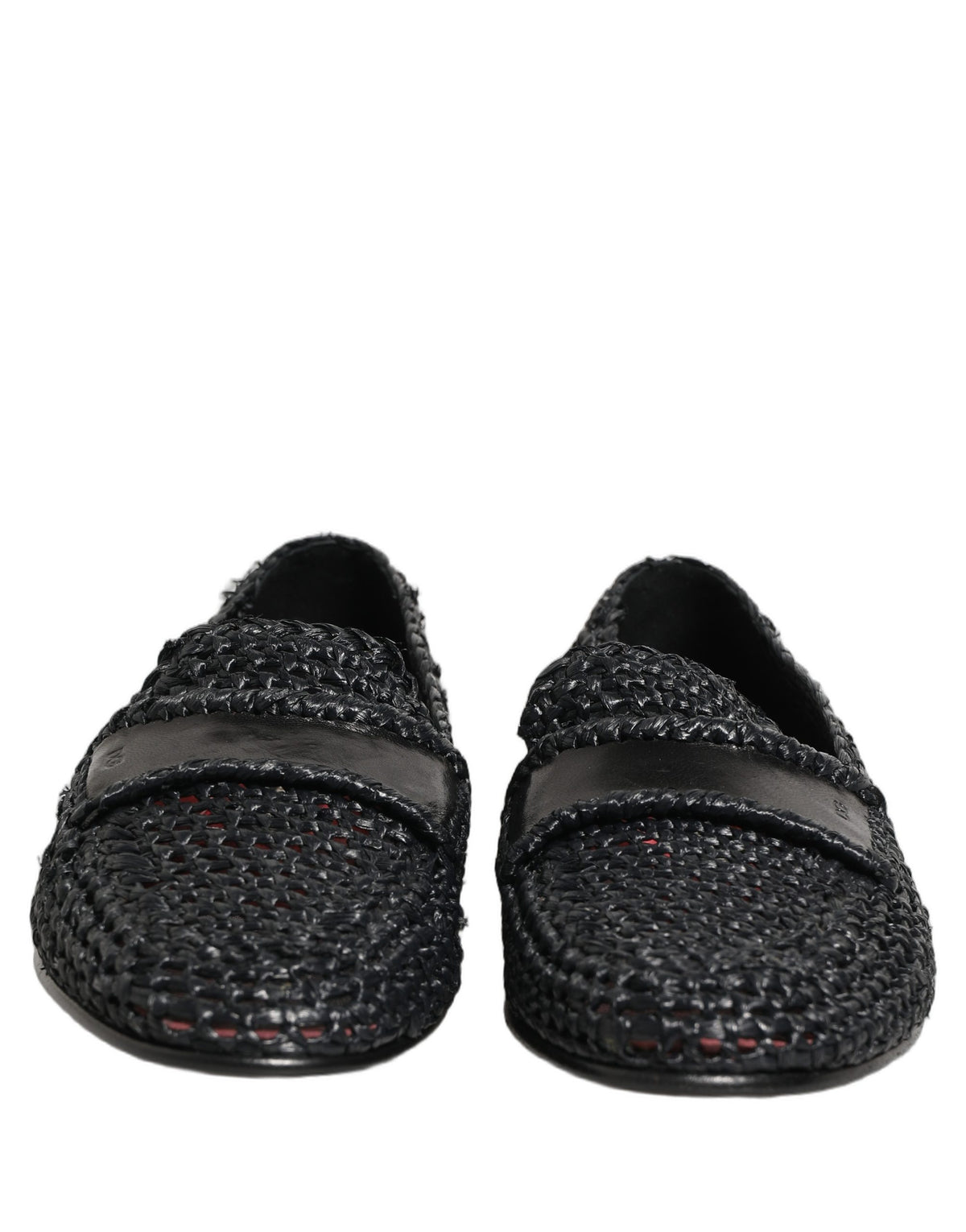 Dolce & Gabbana Men's Raffia Silk Viscose & Goat Leather Loafer Slip-On Shoes - Black
