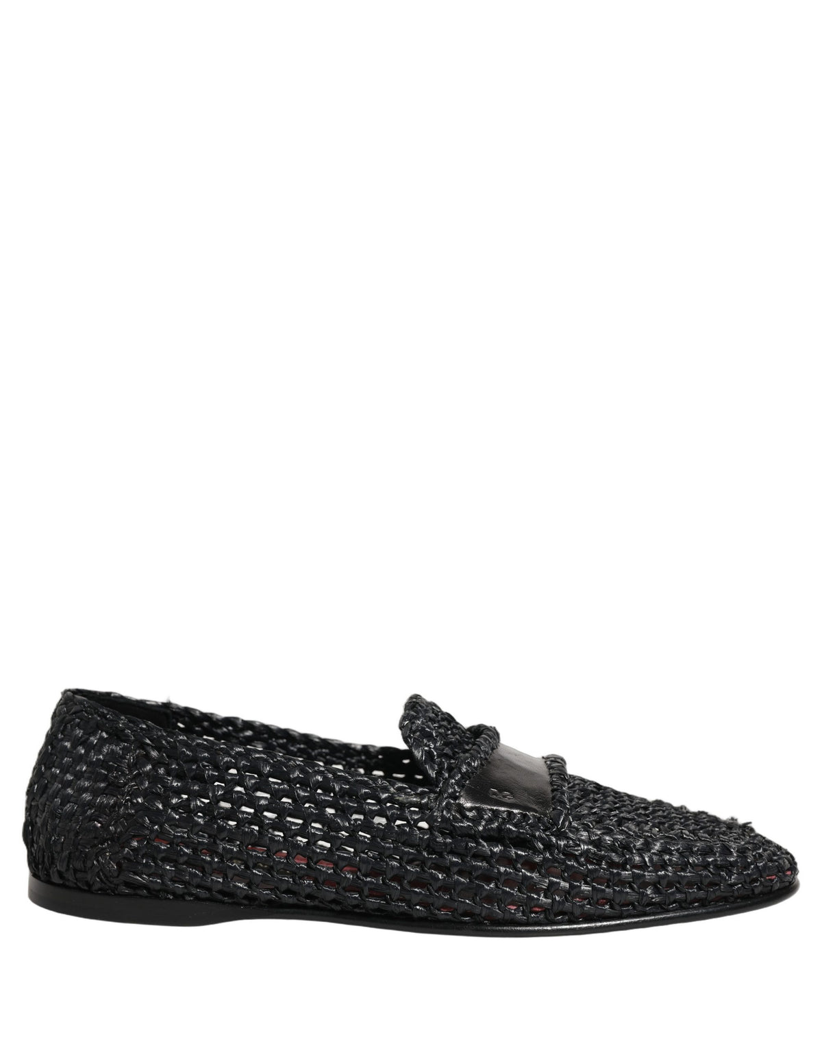 Dolce & Gabbana Men's Raffia Silk Viscose & Goat Leather Loafer Slip-On Shoes - Black