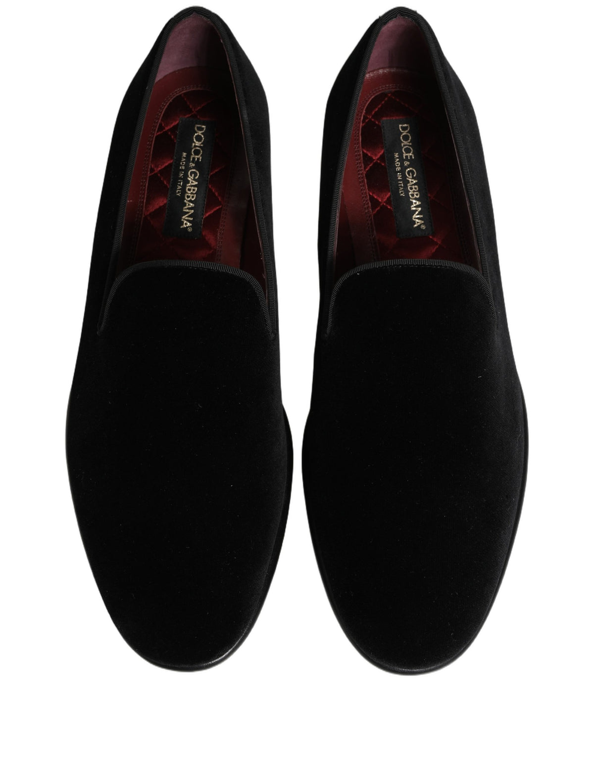 Dolce & Gabbana Men's Leather & Velvet Loafer Slip-On Shoes - Black Signature