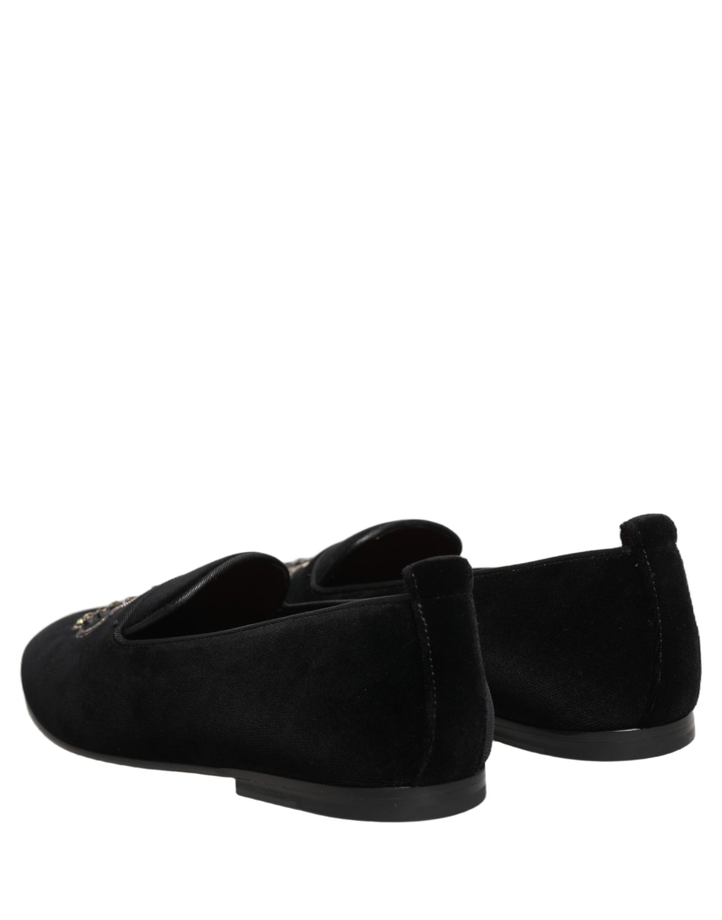 Dolce & Gabbana Black Crown Embellished Dress Loafers Shoes