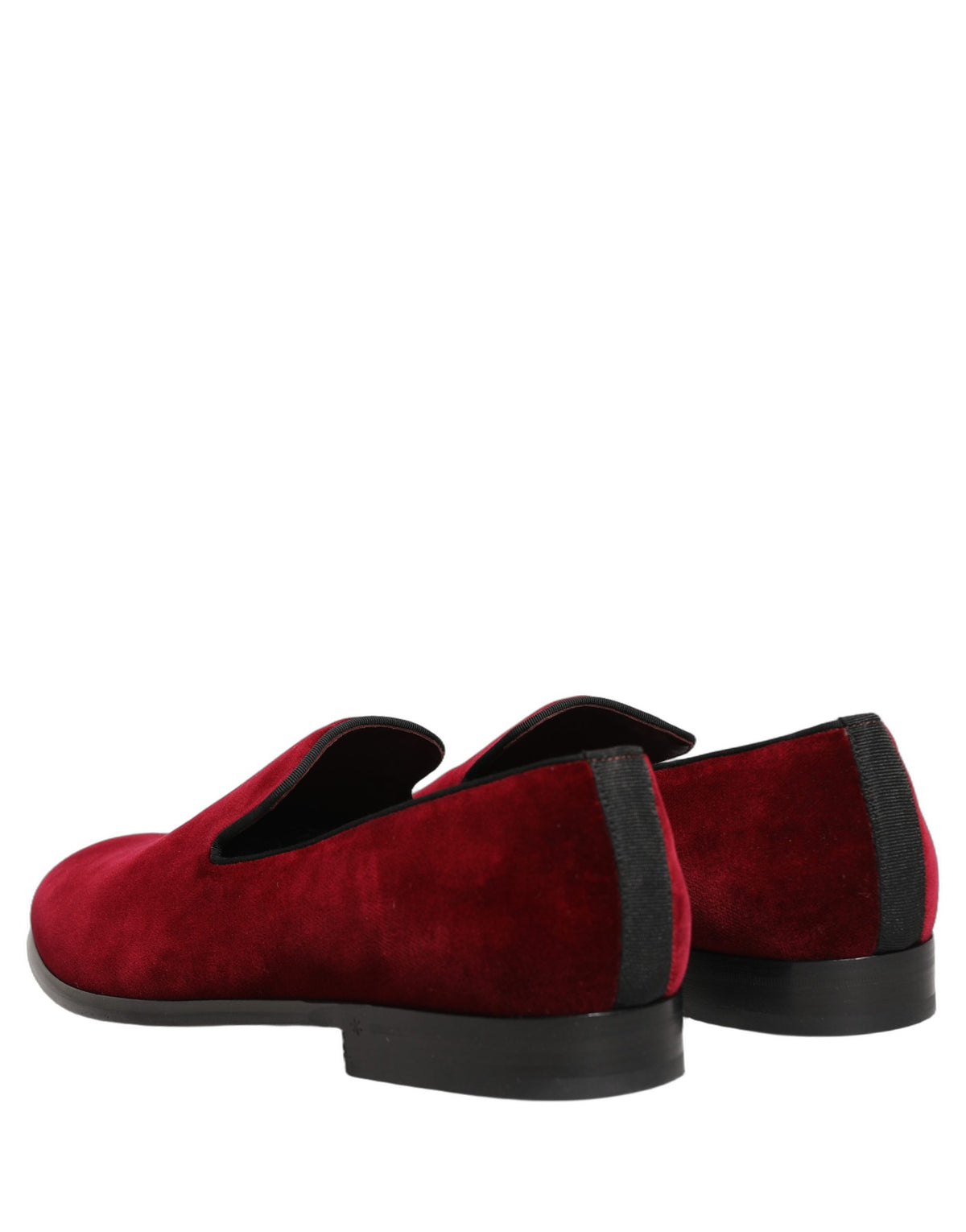 Dolce & Gabbana Men's Cotton Silk Velvet & Goat Leather Loafer Slip-On Shoes - Maroon