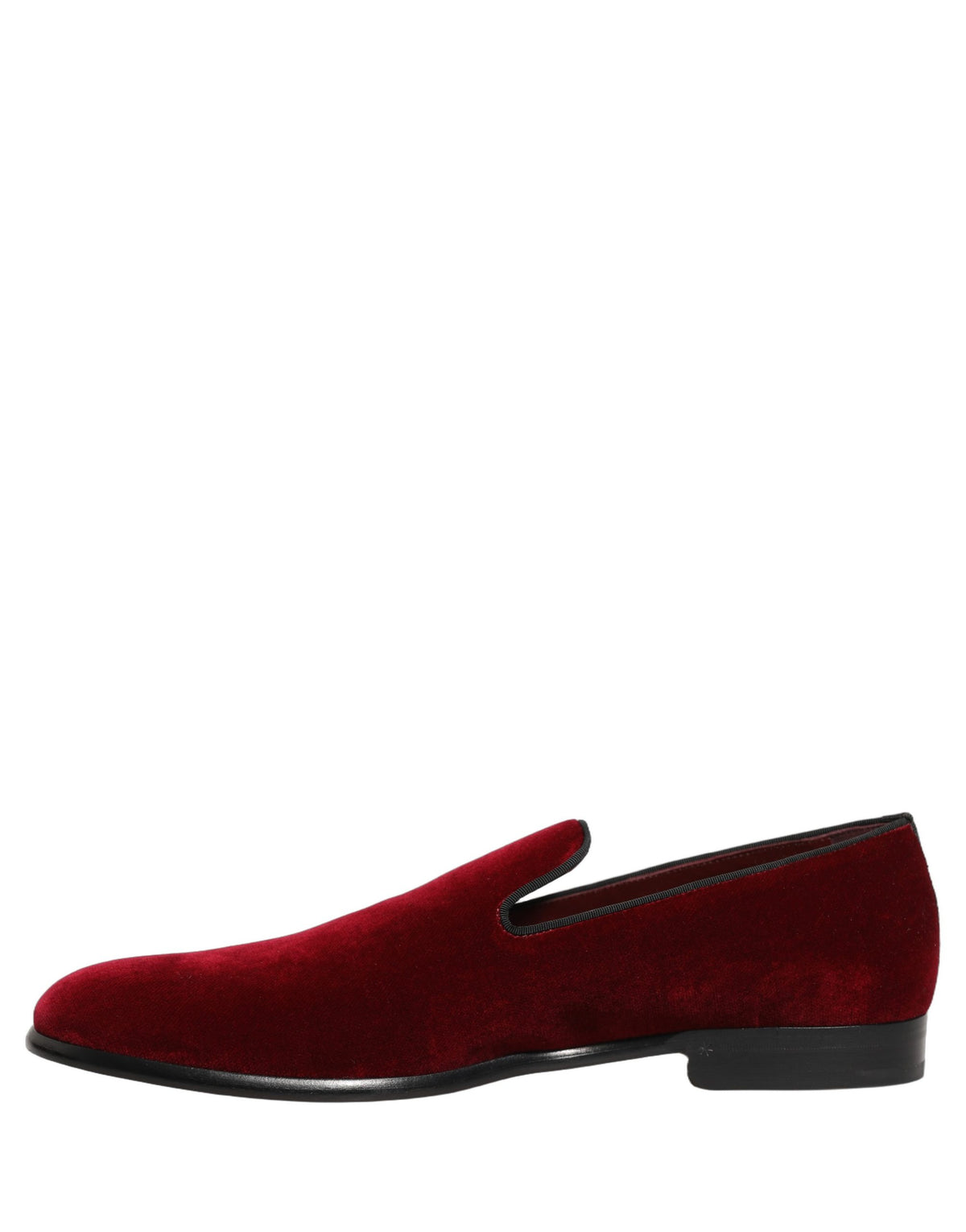 Dolce & Gabbana Men's Cotton Silk Velvet & Goat Leather Loafer Slip-On Shoes - Maroon
