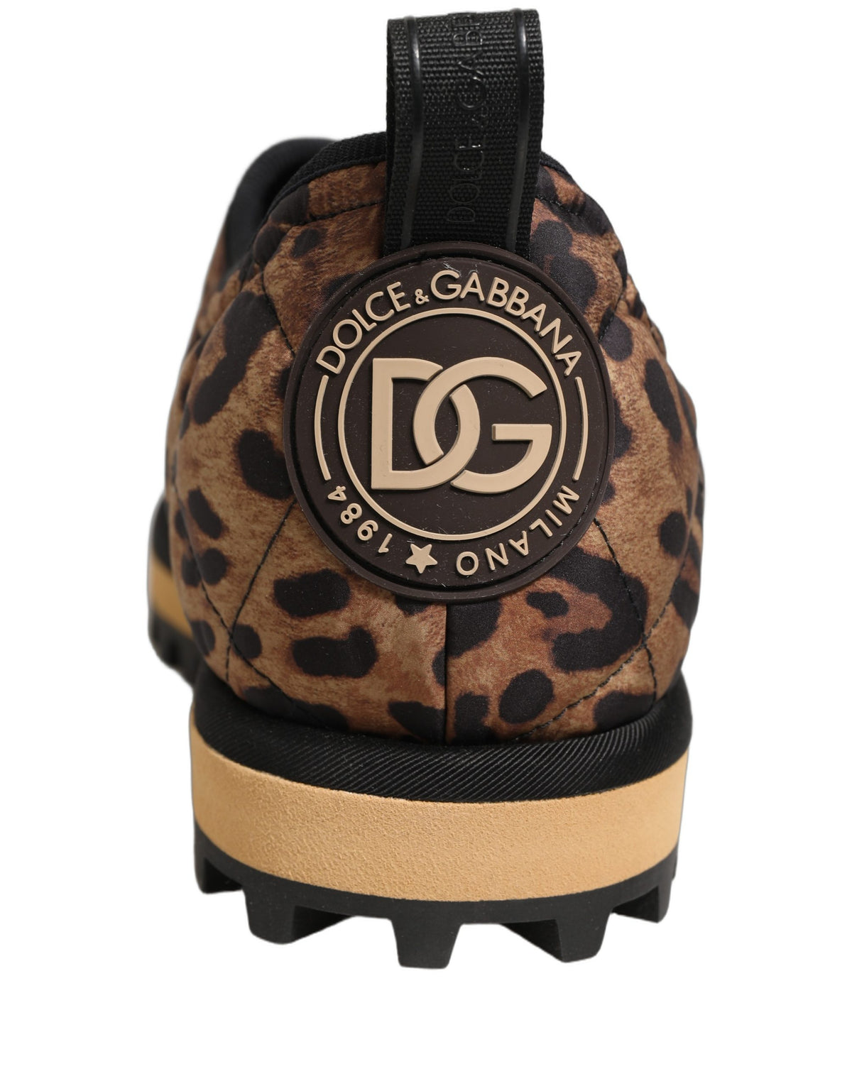 Dolce & Gabbana Men's Low Top Slip On Polyester Viscose Sneakers - Brown Leopard Print Print