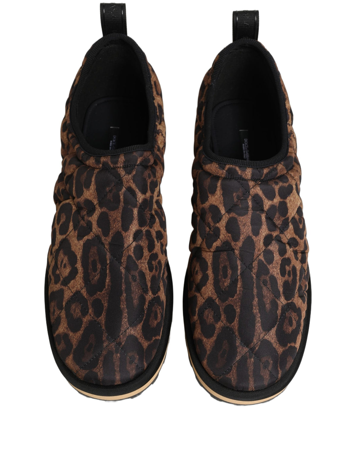 Dolce & Gabbana Men's Low Top Slip On Polyester Viscose Sneakers - Brown Leopard Print Print