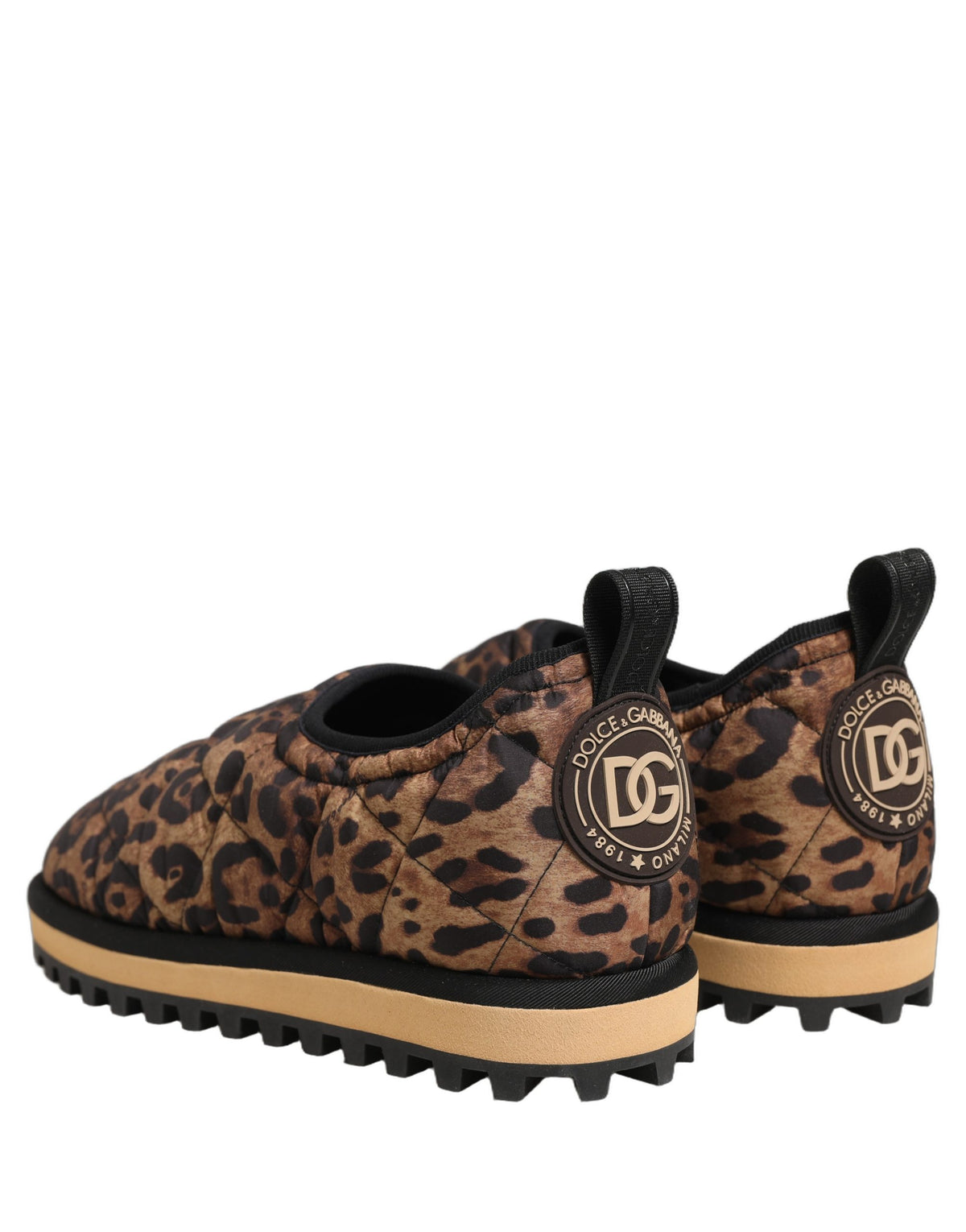Dolce & Gabbana Men's Low Top Slip On Polyester Viscose Sneakers - Brown Leopard Print Print