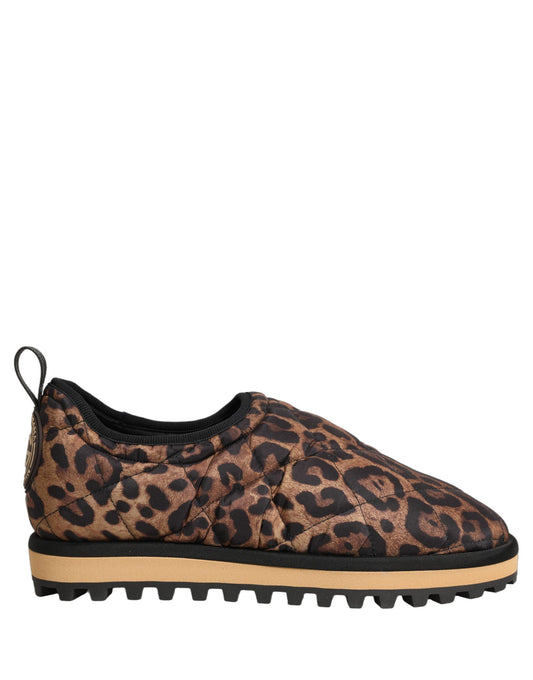 Dolce & Gabbana Men's Low Top Slip On Polyester Viscose Sneakers - Brown Leopard Print Print