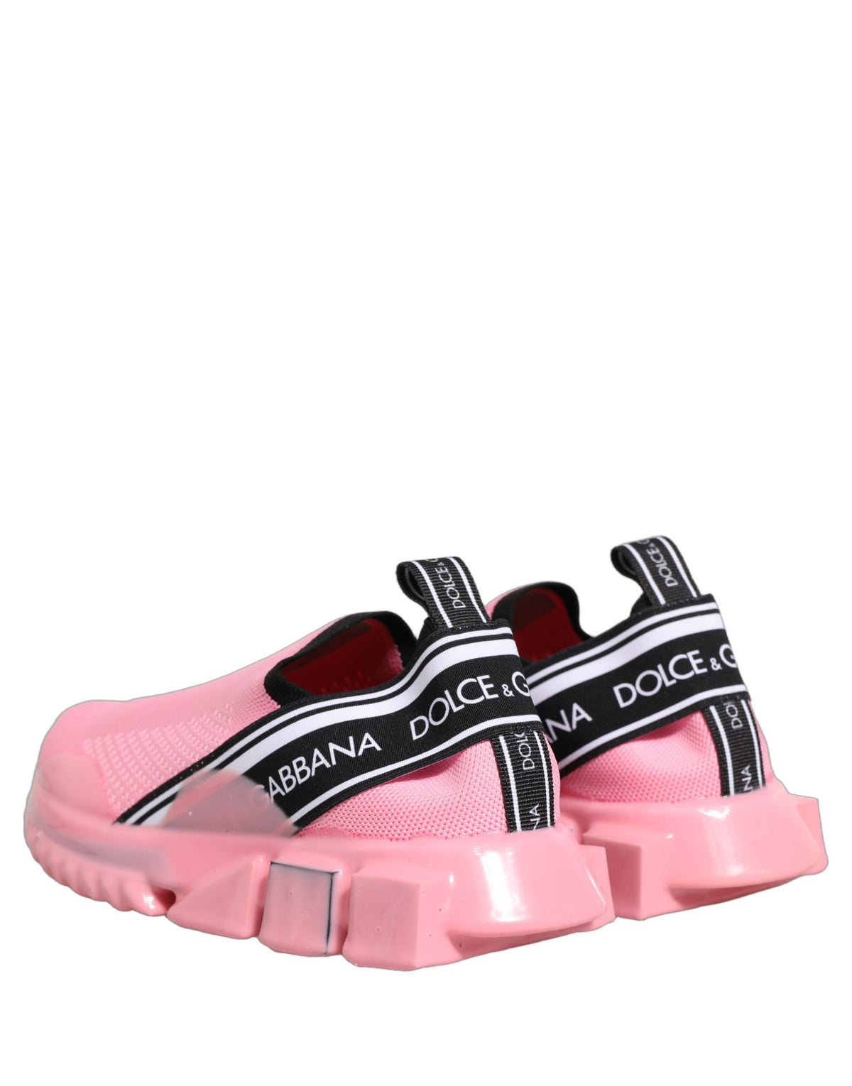Dolce & Gabbana Women's Low Top Slip On Nylon Polyester Calf Leather & Cotton Sneakers - Black Pink White