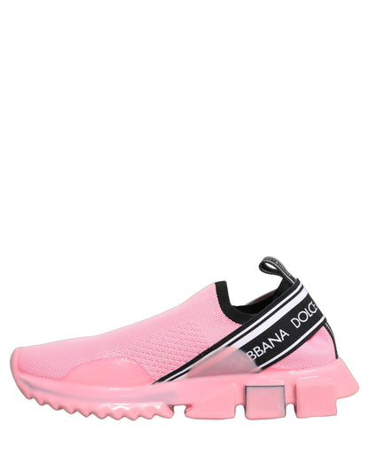 Dolce & Gabbana Women's Low Top Slip On Nylon Polyester Calf Leather & Cotton Sneakers - Black Pink White